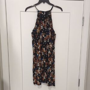 Kendall & Kylie Black Floral Midi Dress